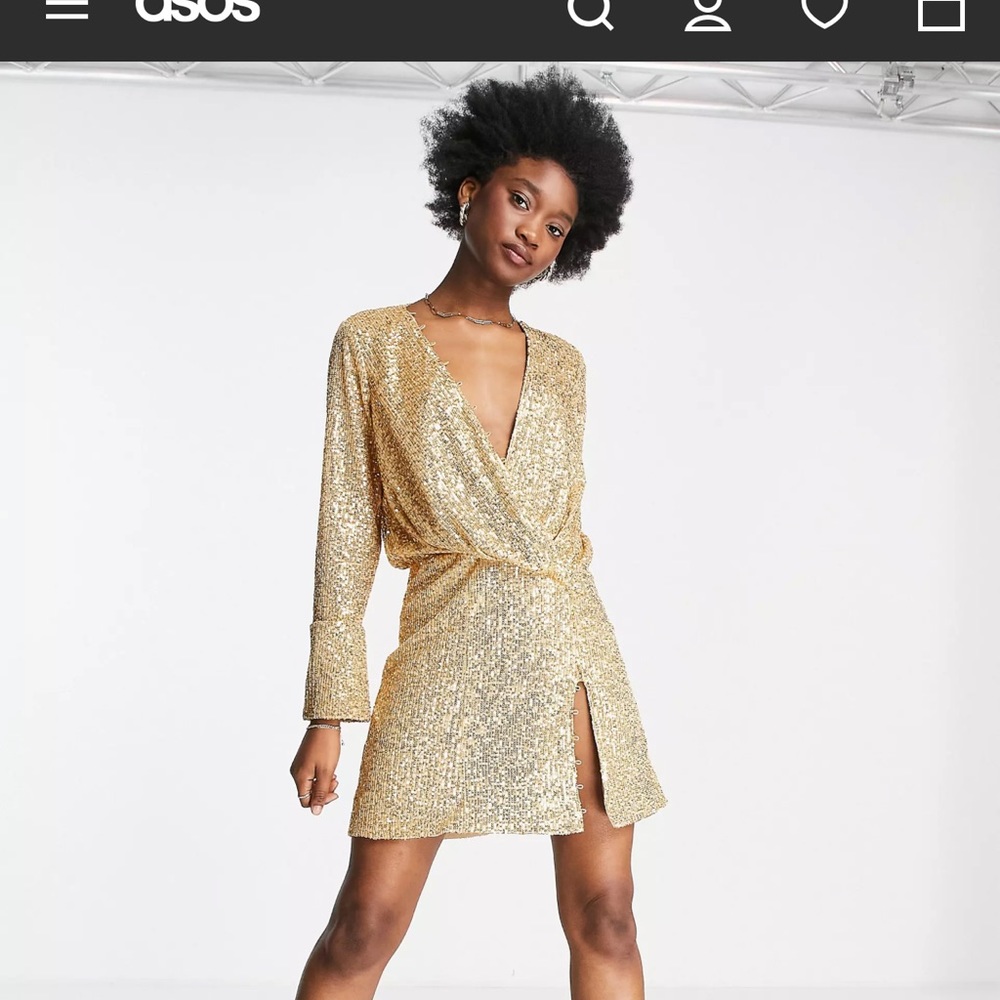 asos gold sequine mini